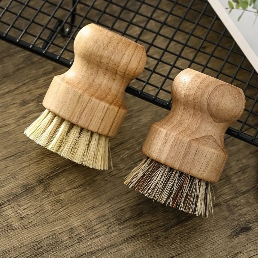 2 Piece Wooden Dish Brush Set Natural Sisal Coconut Kitchen Cleaning Brush