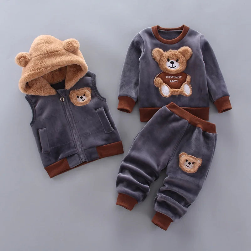 Baby Bear Hooded Three Piece Winter Clothing Set 0 to 4 Years