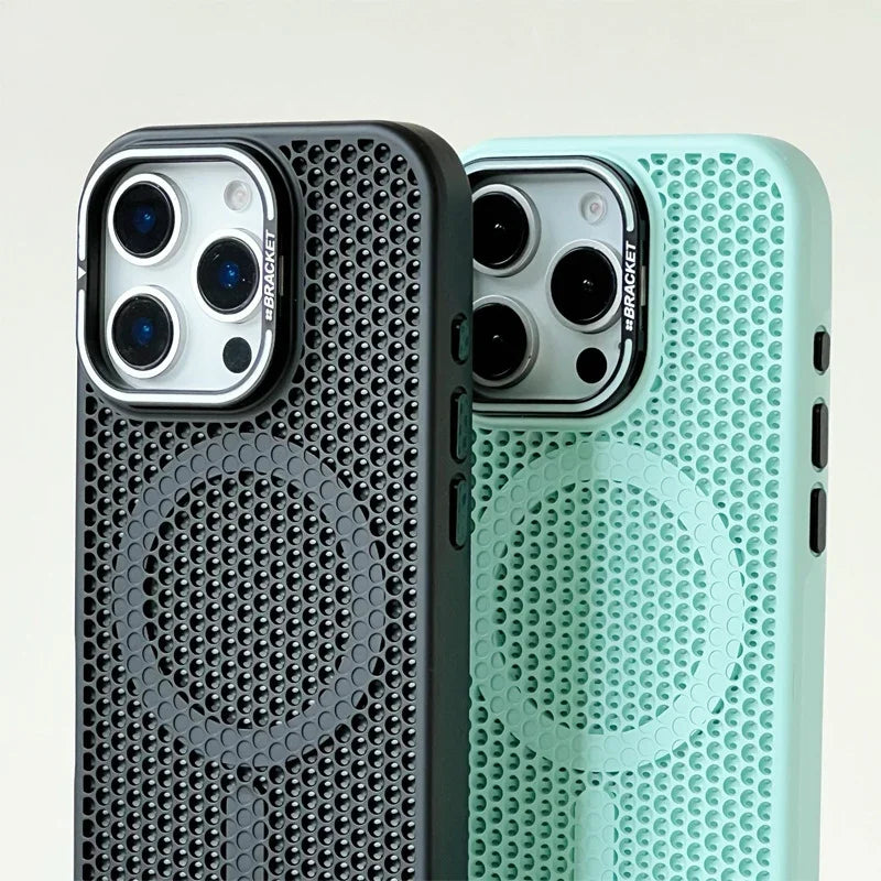 Mesh Cooling MagSafe Alloy Lens Wireless Charging iPhone Case