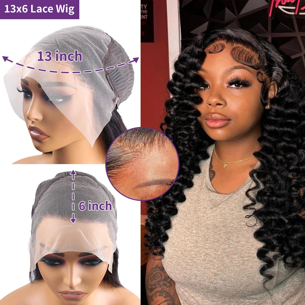 Loose Deep Wave Human Hair Wig – HD Lace Front Glueless Wig Natural Hairline
