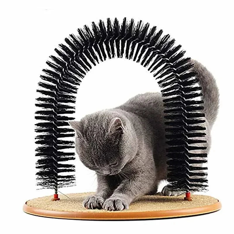 Cat Grooming Arch Self Groomer with Brush and Scratching Pad Toy