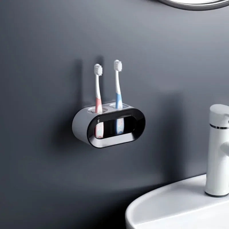 Wall Mounted Toothbrush Holder Self Adhesive Bathroom Organizer Space Saving Rack