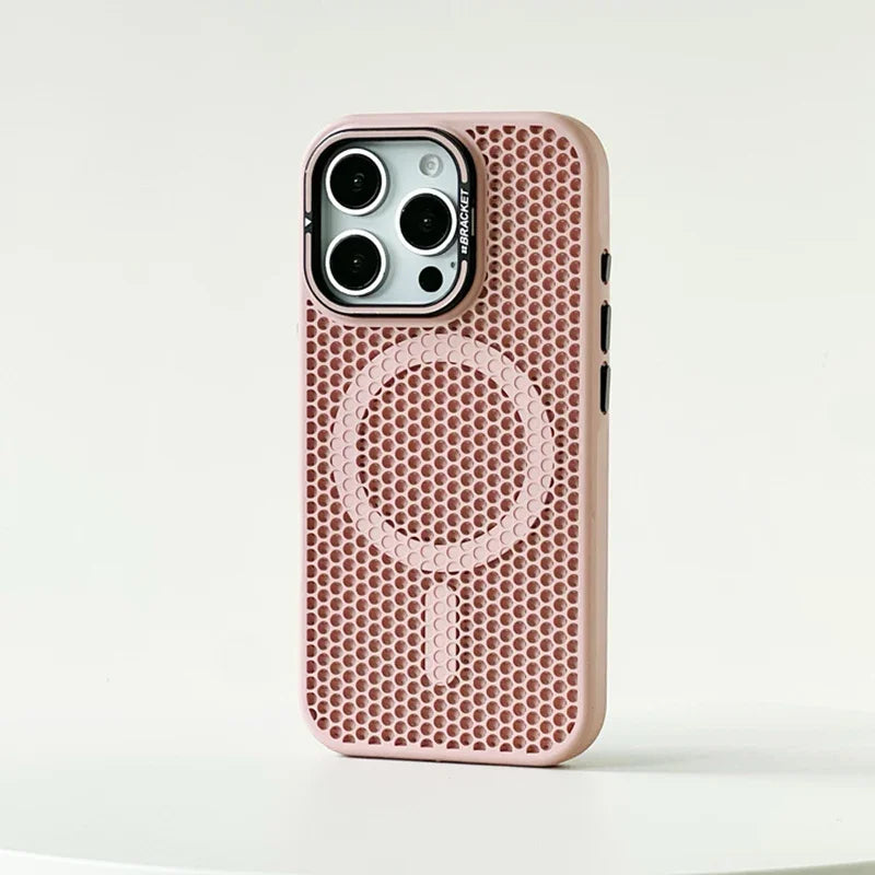 Mesh Cooling MagSafe Alloy Lens Wireless Charging iPhone Case