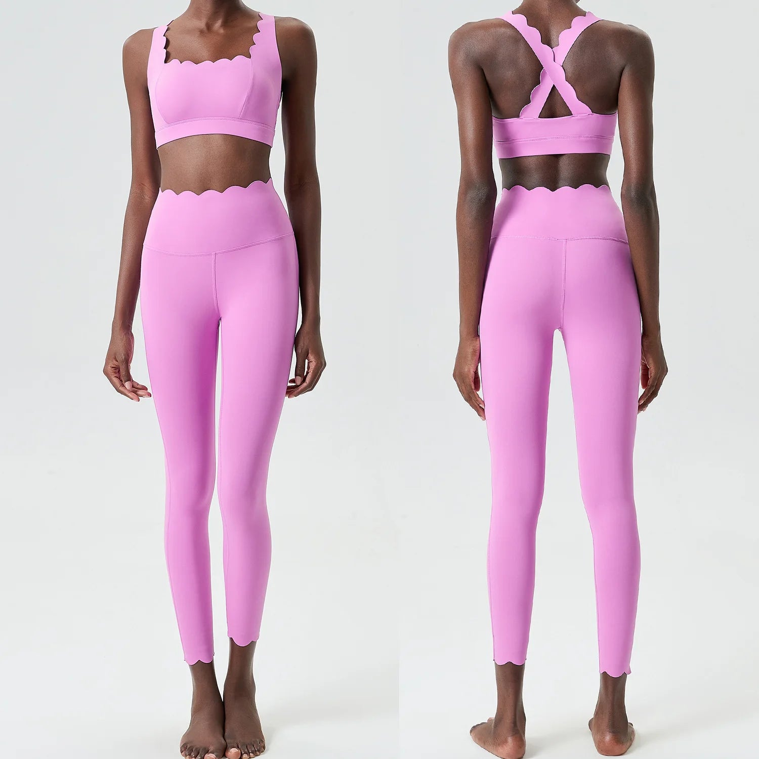 Women Seamless Yoga Set 2 Piece Gym Outfit High Waist Leggings Sports Bra Fitness Workout Set