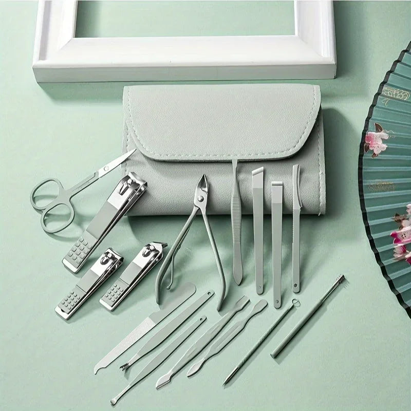 16Pcs Professional Nail Clippers and Cuticle Nippers Set
