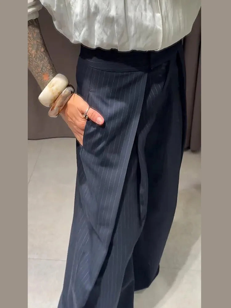 Women Striped Wide Leg Pants High Waist Loose Trousers Spring 2026