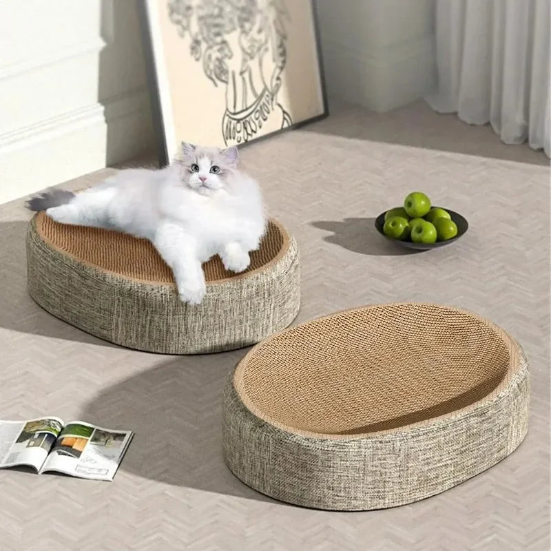 2 in 1 Cat Scratching Board Oval Sisal Wear Resistant Cat Bed Toy