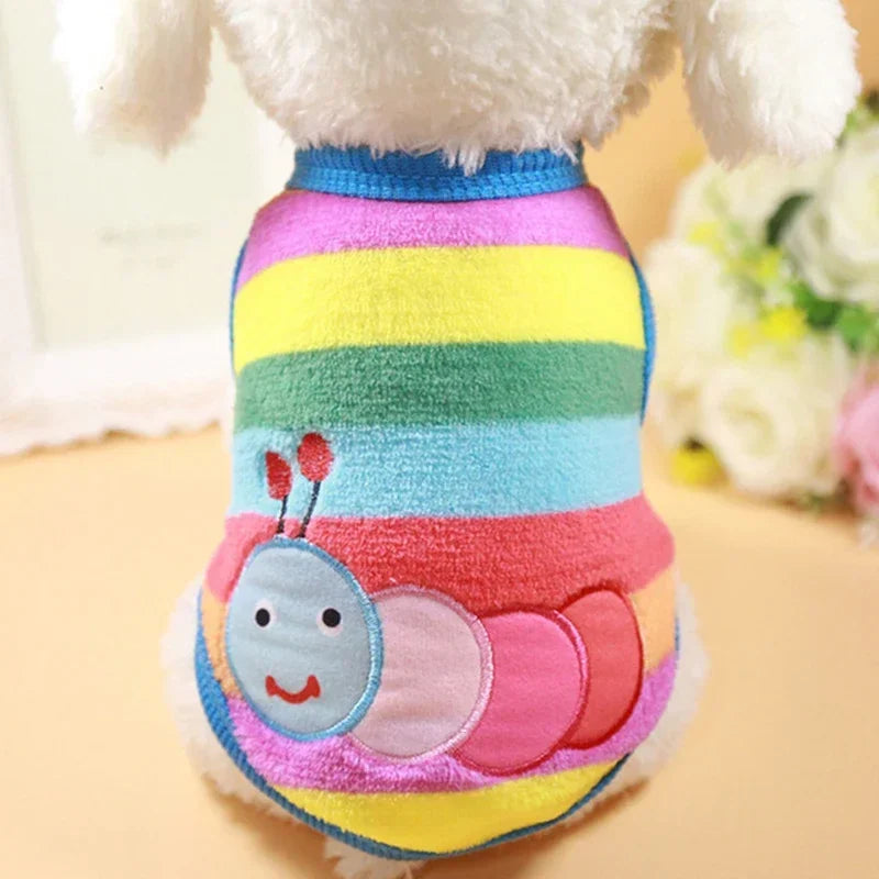 Winter Fleece Dog Vest Cartoon Pet Shirt