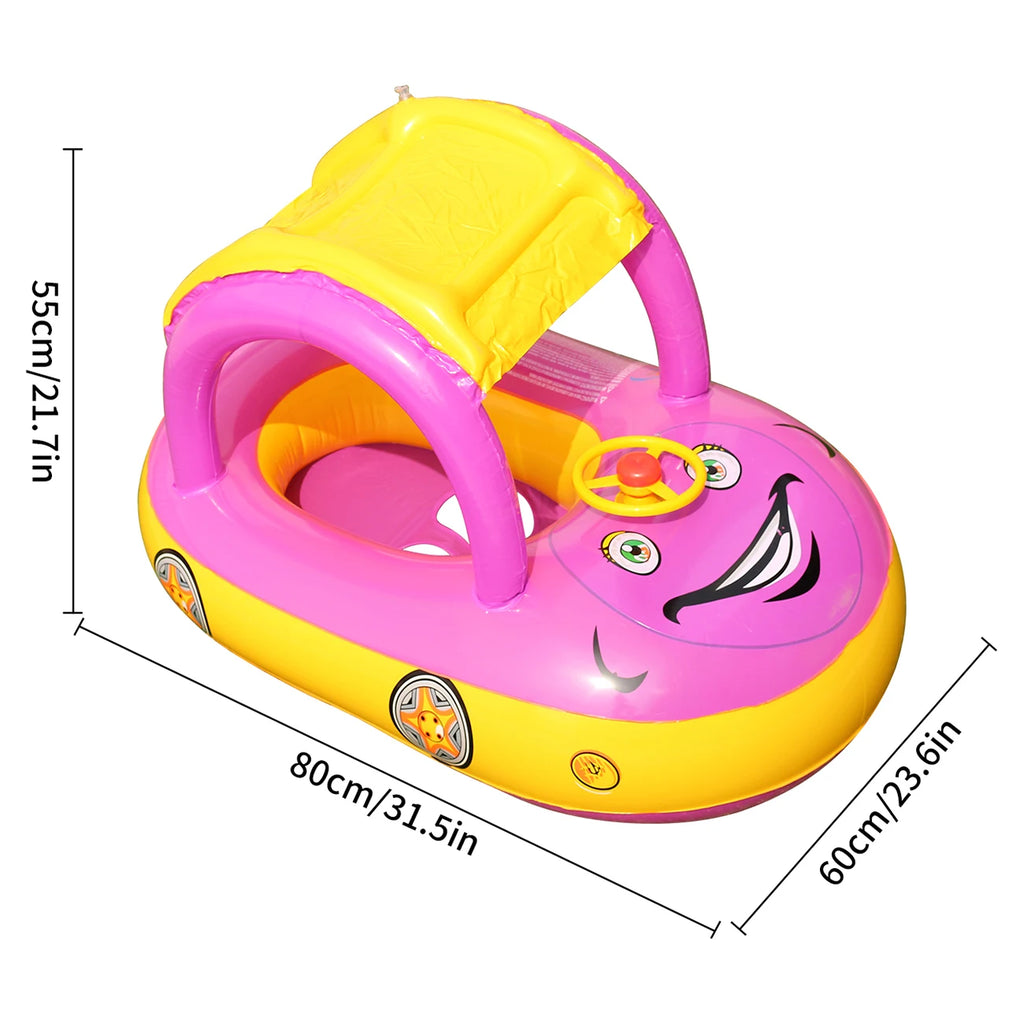 Kids Car Shape Swim Float Baby Swimming Ring Pool Float Toddler Beach Toy