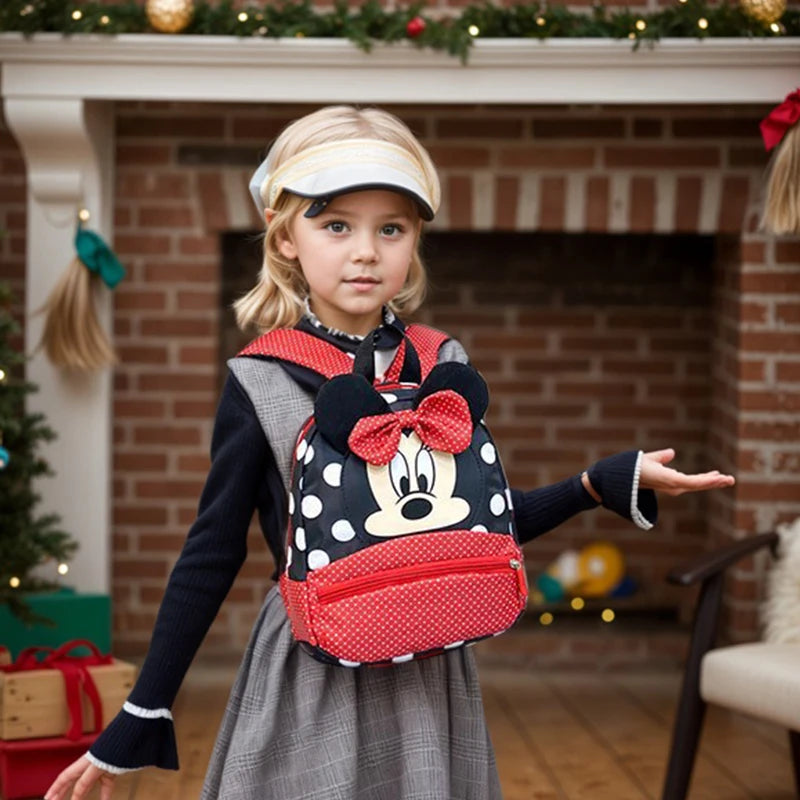 Disney Minnie Kids School Backpack Kawaii Pink Cartoon Schoolbag