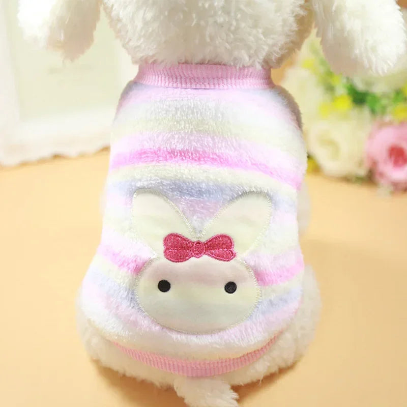 Winter Fleece Dog Vest Cartoon Pet Shirt