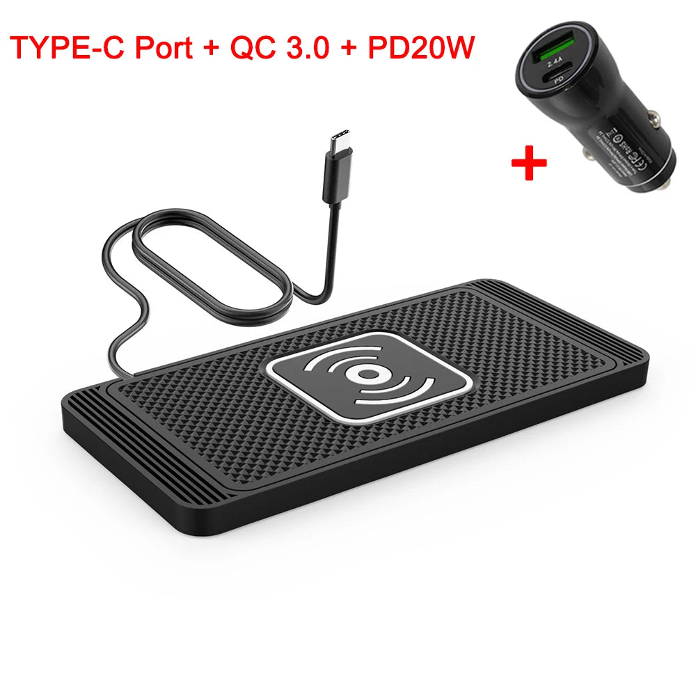 Car Wireless Charger Silicone Non Slip Fast Charging Phone Charging Pad Station