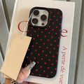 Rose Red Polka Dot Lichee Pattern iPhone Case