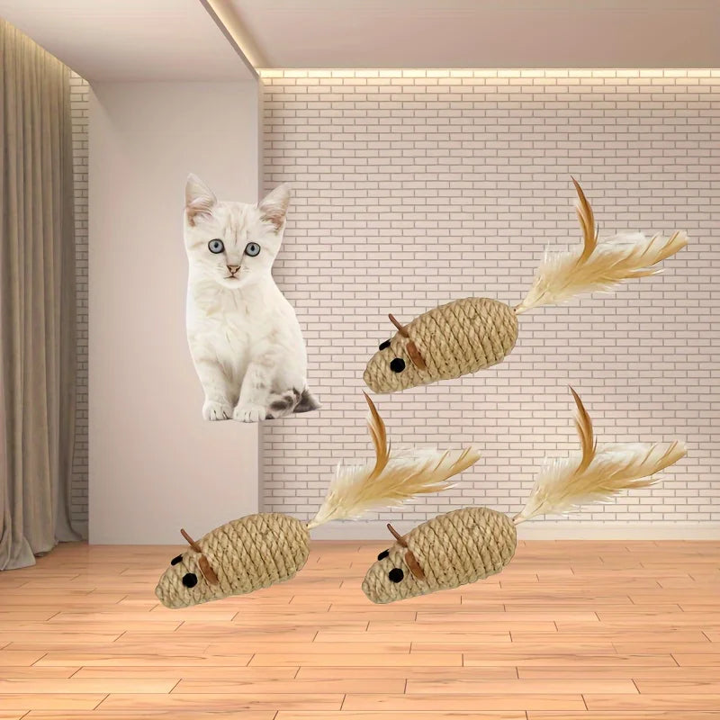 Sisal Mouse Cat Toy Bite Resistant Interactive Plush Toy