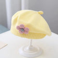 Baby Girl Flower Beret Warm Knit Beanie Hat
