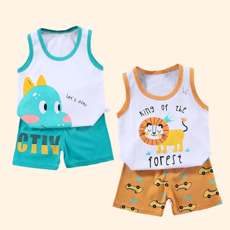 Kids Summer Sleeveless T Shirt and Shorts Set 2pcs