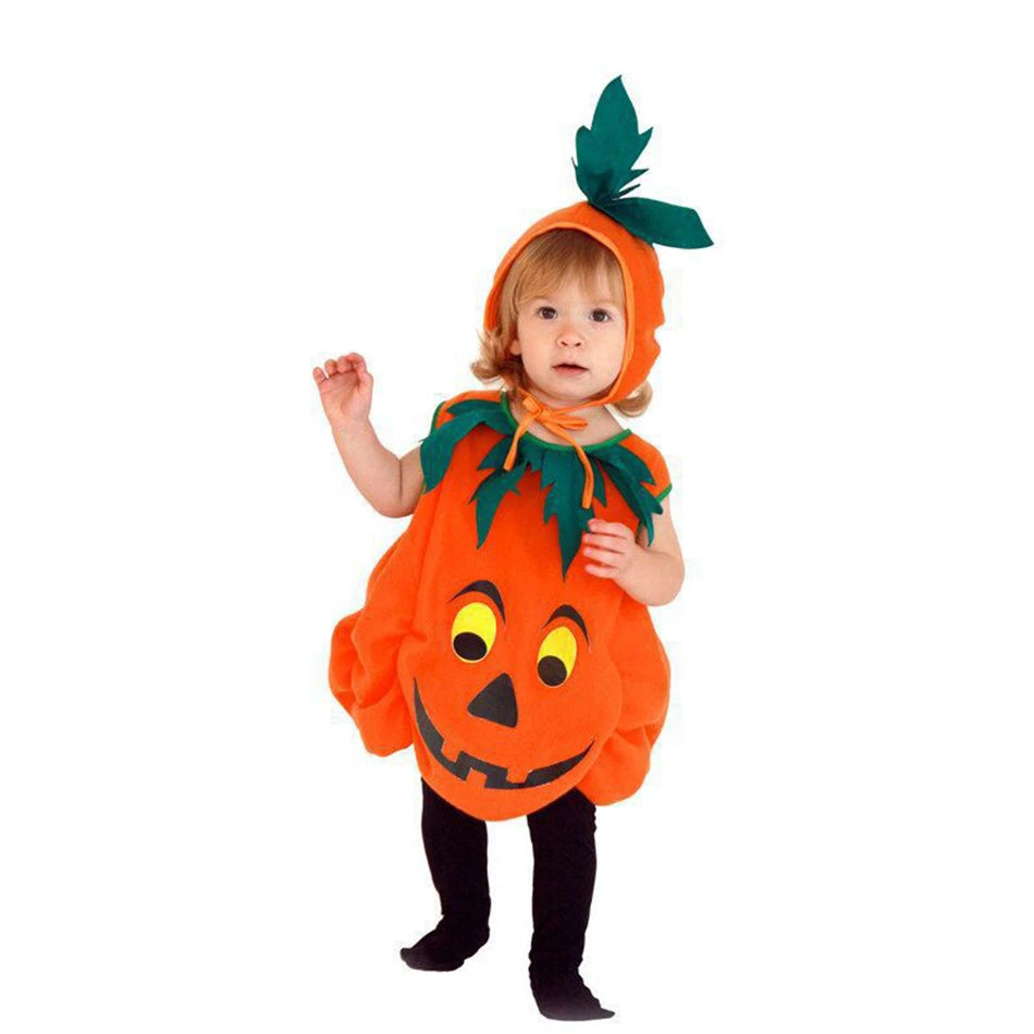 Kids Pumpkin Halloween Costume with Hat Party Cosplay Outfit