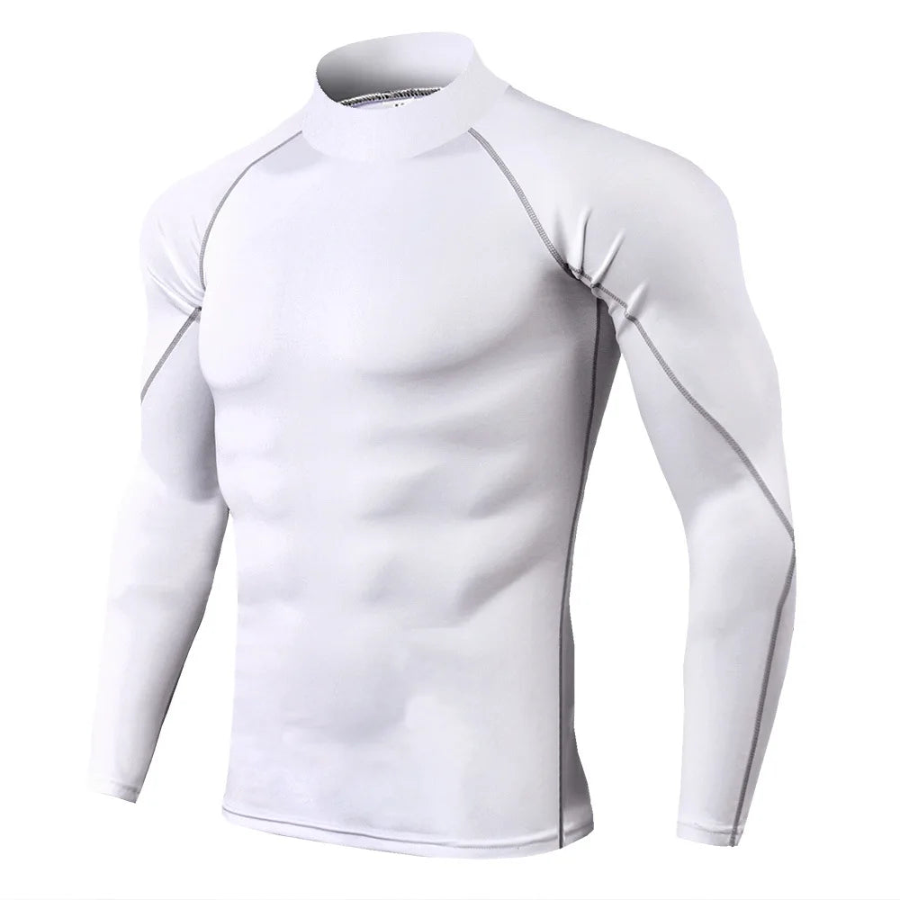 Men Compression Long Sleeve Quick Dry Gym Running Fitness Rash Guard Shirt