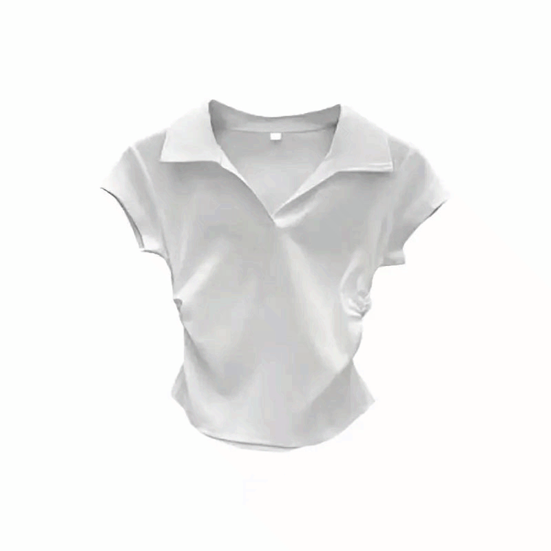 Women’s Slim Fit Cotton Crop Polo T-Shirt Short Sleeve Casual Summer Top