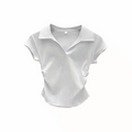 Women’s Slim Fit Cotton Crop Polo T-Shirt Short Sleeve Casual Summer Top