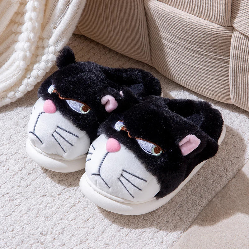 Women’s Fluffy Cartoon Plush Slippers Cute Winter House Shoes Large Size