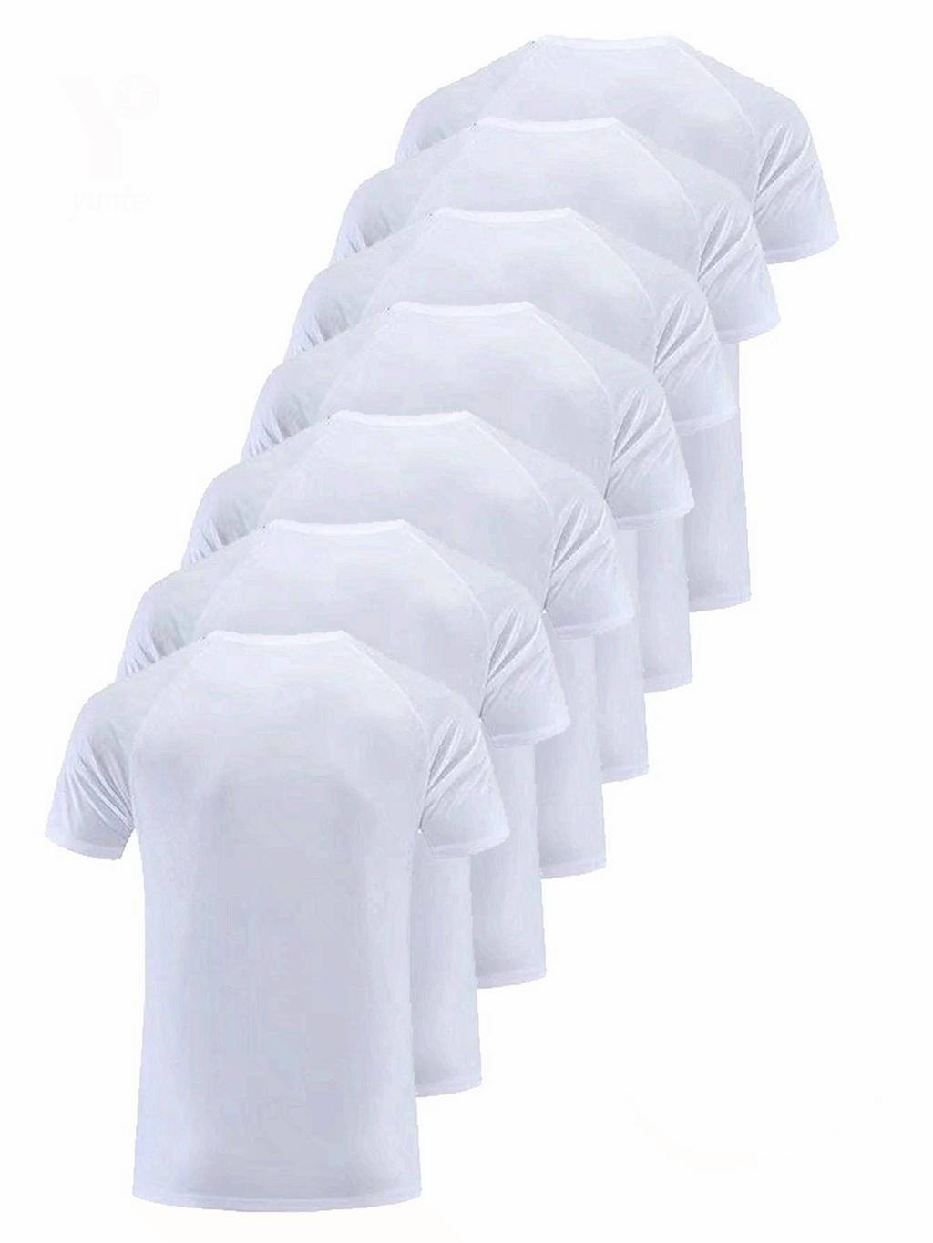 Men 7 Pack White Quick Dry Breathable Gym T Shirt Round Neck Fitness Running Tee