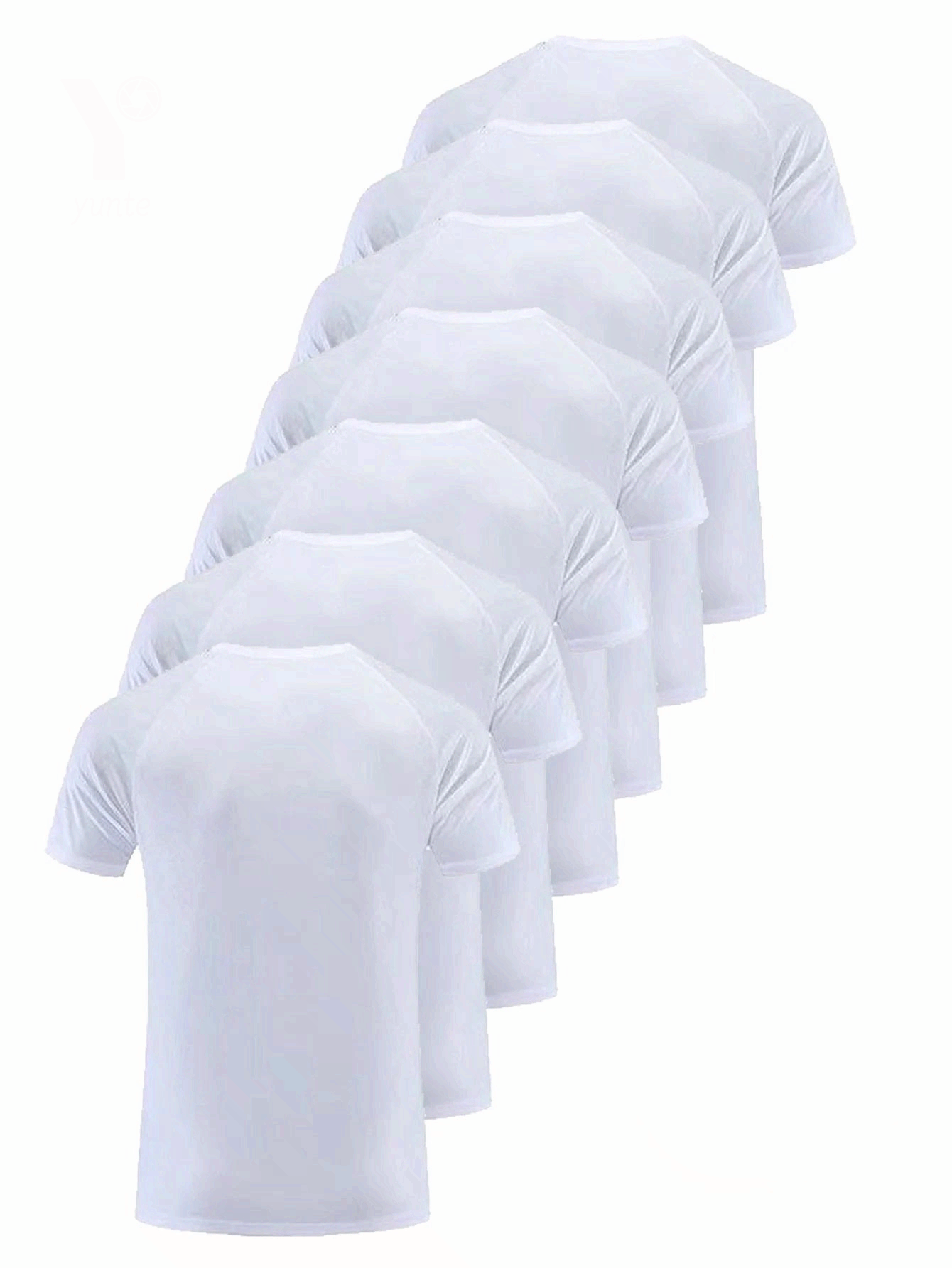 Men 7 Pack White Quick Dry Breathable Gym T Shirt Round Neck Fitness Running Tee
