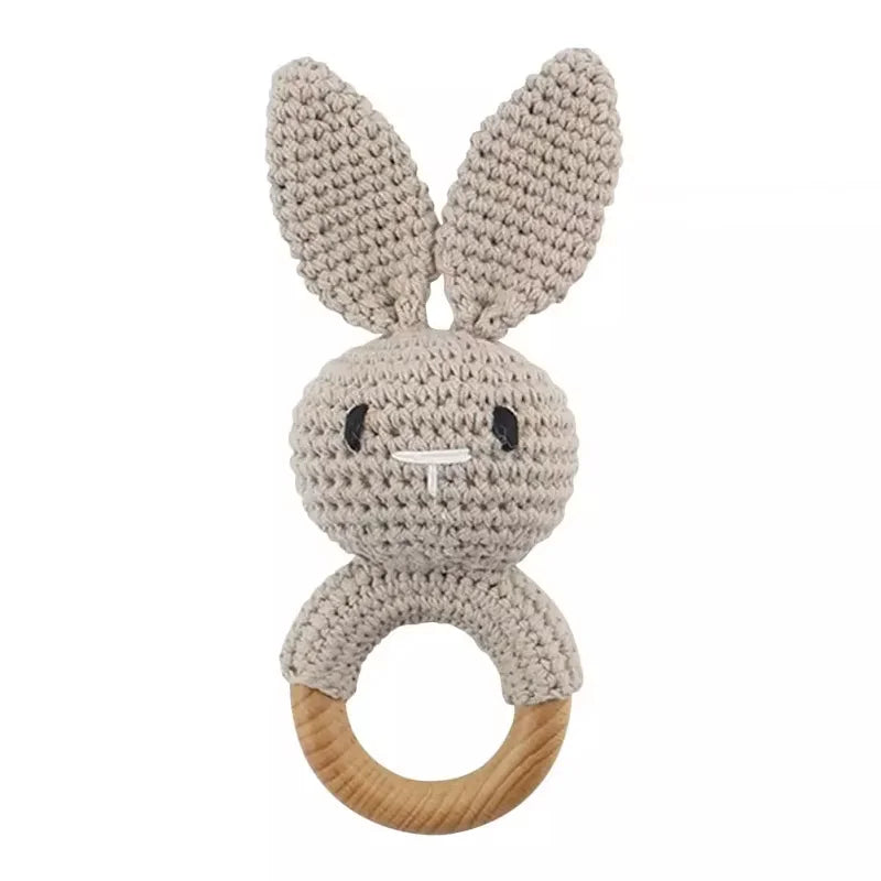 Baby Crochet Rattle Wooden Teether Toy BPA Free