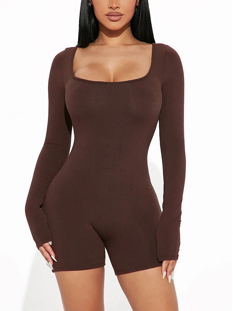 Women Long Sleeve Bodycon Romper Jumpsuit