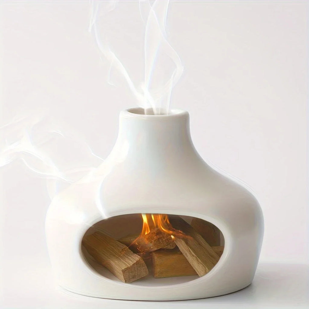 Ceramic Palo Santo Sage Burner with Chimney for Meditation Yoga Aromatherapy Decor