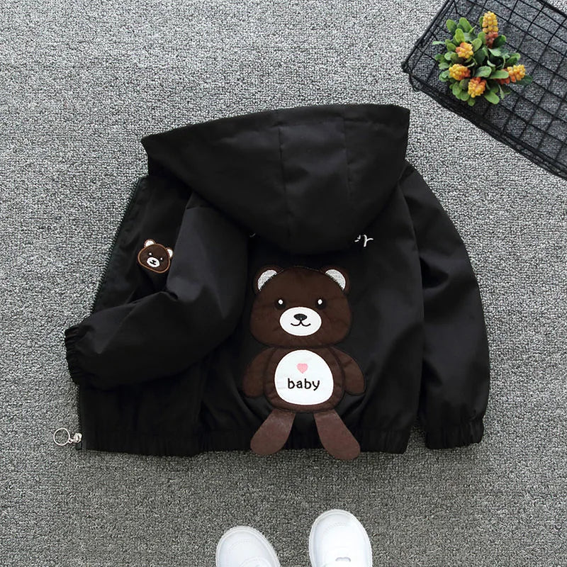 Kids Rabbit Hooded Windbreaker Jacket Spring Autumn Zipper Coat