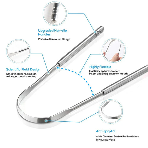 Metal Tongue Scraper Stainless Steel Cleaner Portable Oral Hygiene Tool 1-3pcs