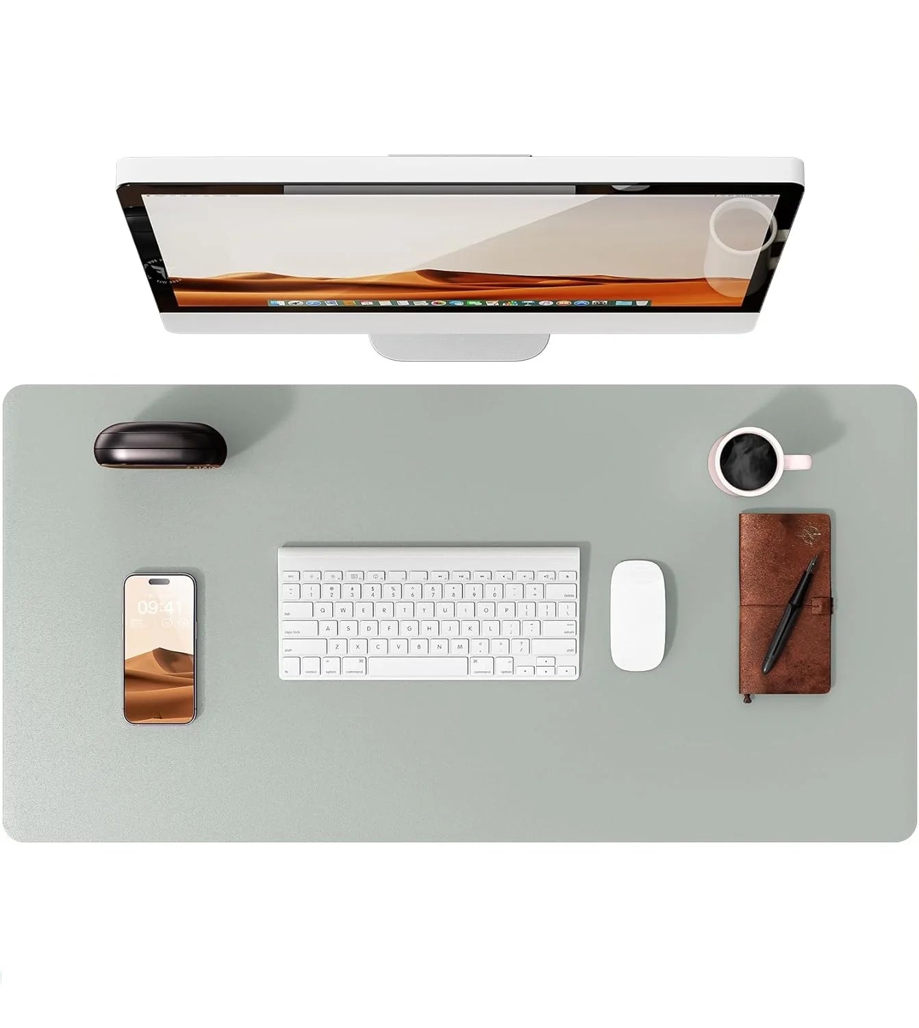 Large PU Leather Desk Mat Mouse Pad Non Slip Office Laptop Desk Protector