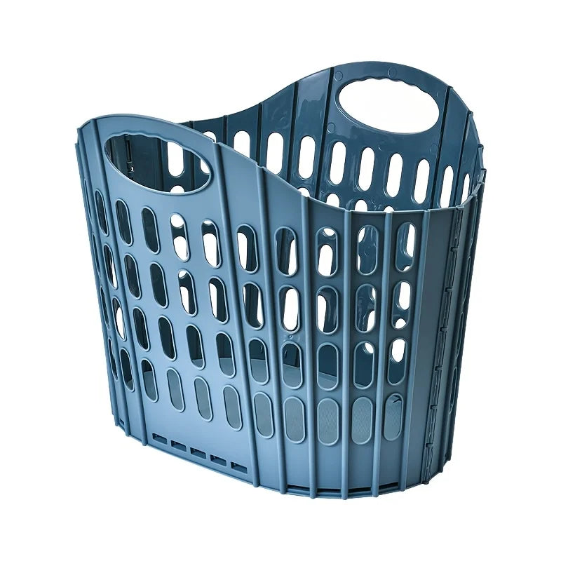 Foldable Laundry Basket Plastic Rectangular with Handle Breathable Lightweight Storage