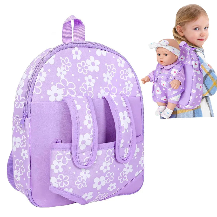 Doll Backpack Bag Cute Flower Handbag Kids Carry Storage Gift Christmas Birthday