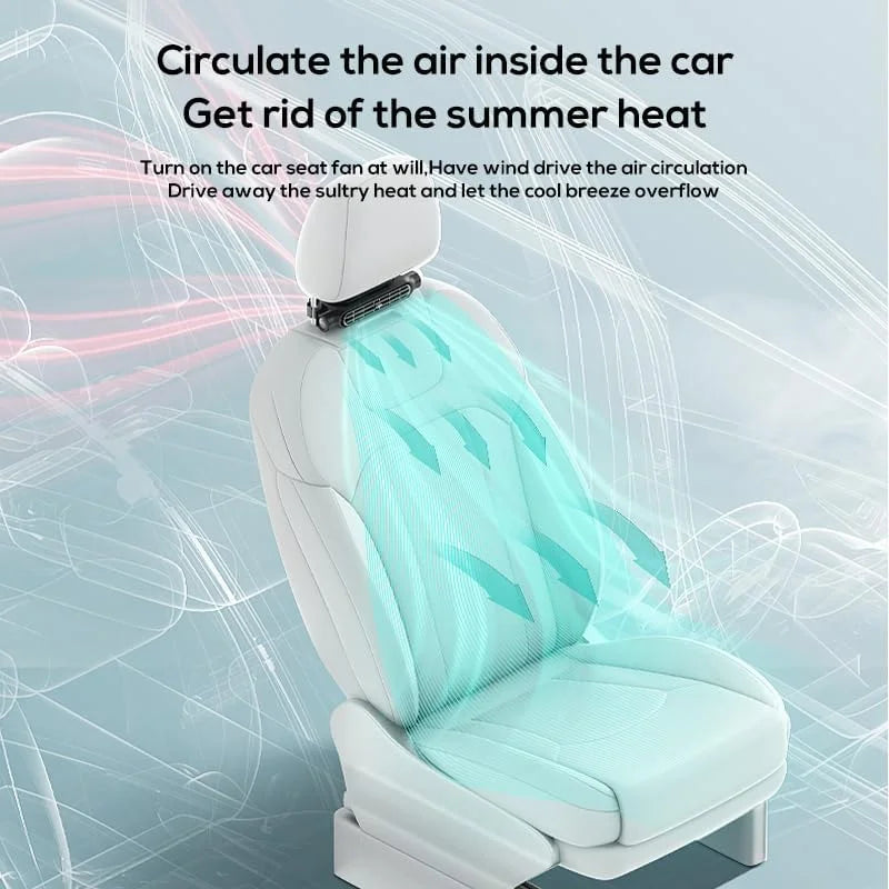 Car Seat Cooling Fan USB 3 Speed Adjustable Headrest Air Fan for Car