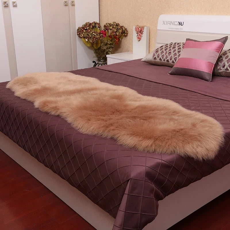 White Faux Fur Area Rug Shaggy Plush Bedroom Floor Mat