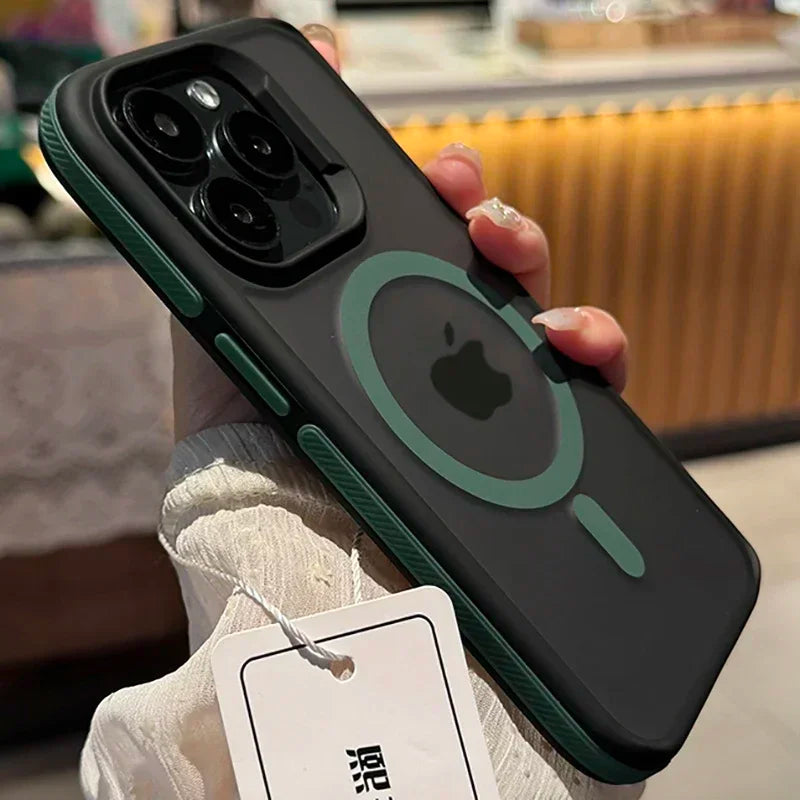 Bicolor Matte Frosted Magnetic Shockproof iPhone Case