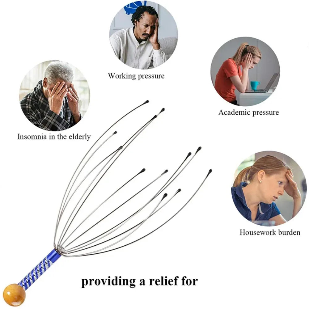 Head Scalp Massager Octopus Massage Tool Stress Relief Relaxation Head Scratcher Hair Scalp Stimulator
