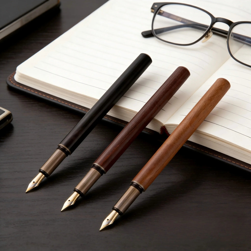 Retro Fountain Pen Wood Bronze 0.5mm Calligraphy Writing Pen