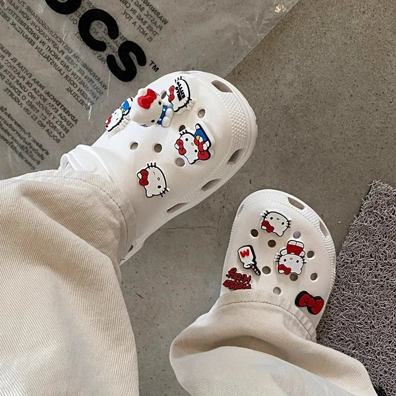 Hello Kitty Bow Sandal Charms 10pcs Cute PVC Shoe Accessories