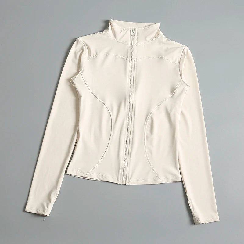 Women Zip Yoga Jacket Long Sleeve Fitness Gym Sports Top