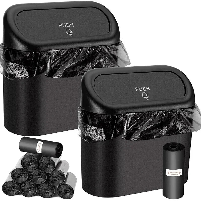 Car Trash Can with Lid Leak Proof Mini Car Bin Includes Garbage Bags
