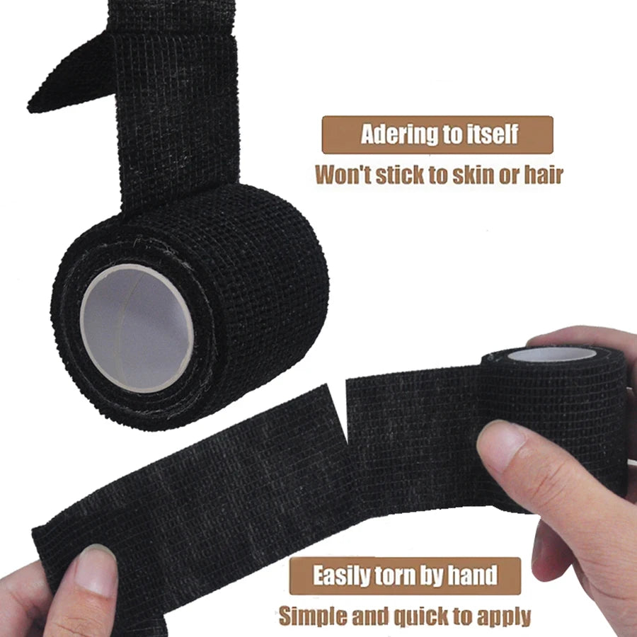 Self Adhesive Sports Bandage Black Elastic Gauze Tape Finger Wrist Support Wrap