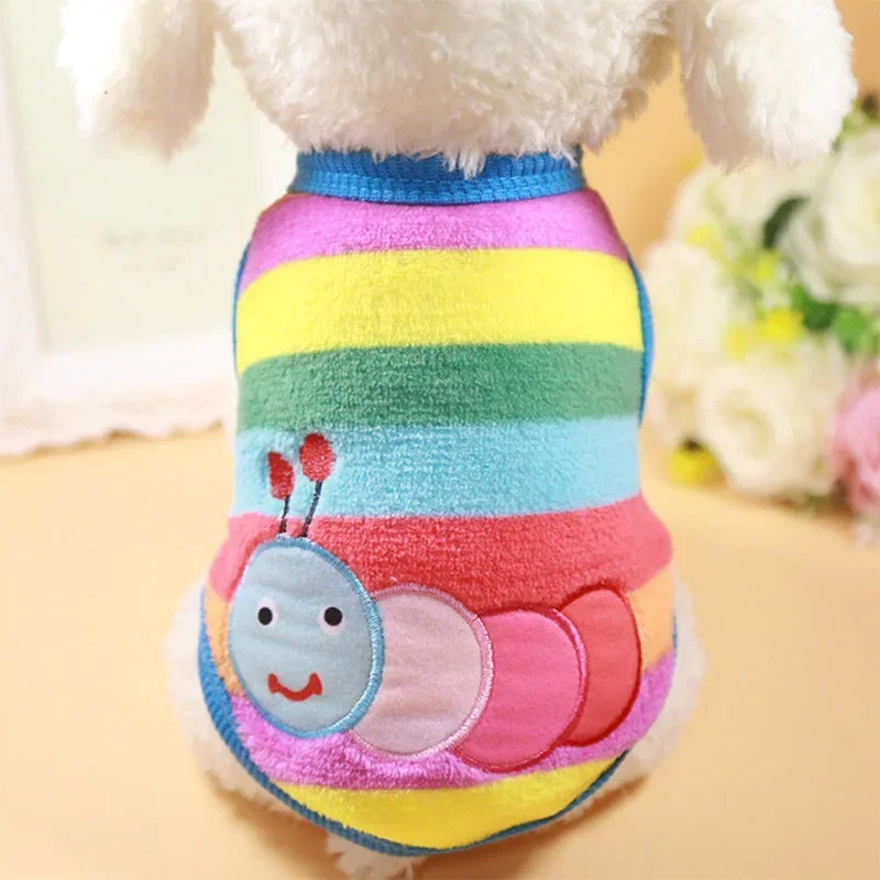 Winter Fleece Dog Vest Cartoon Pet Shirt