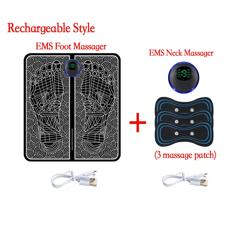 Electric Foot Massager Pad EMS Muscle Stimulator Foot Massage Mat Pain Relief Relaxation Portable Foot Therapy Device