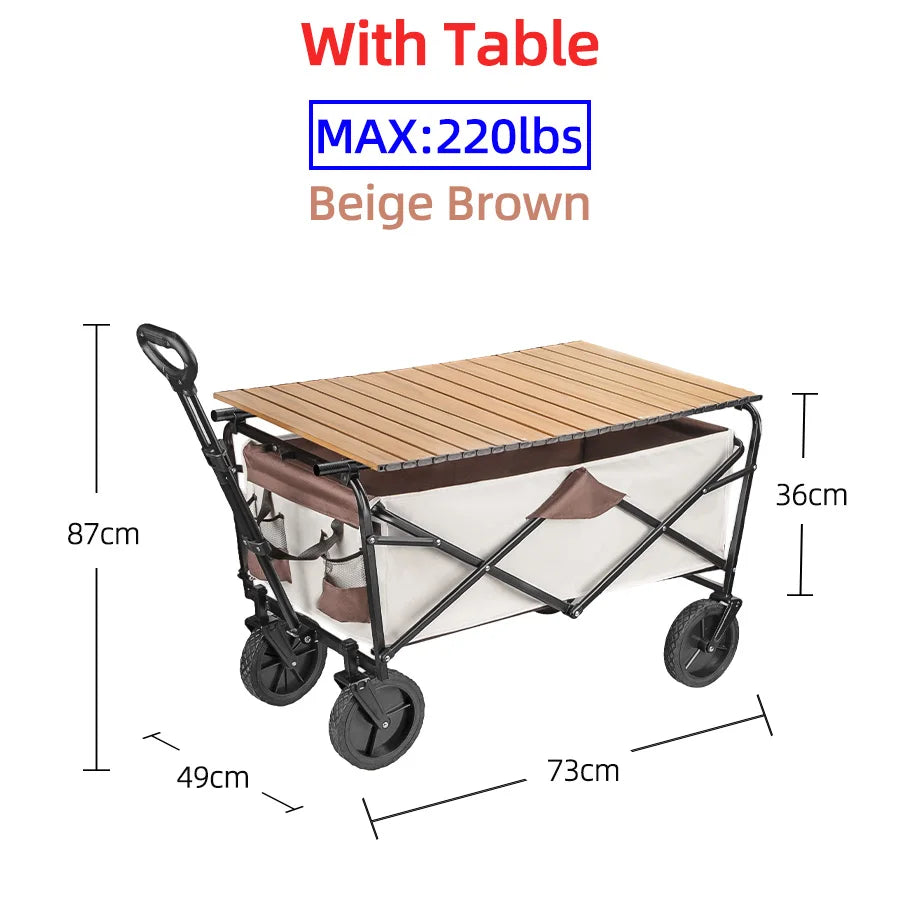 Folding Beach Wagon Large Capacity Heavy Duty Collapsible Camping Cart