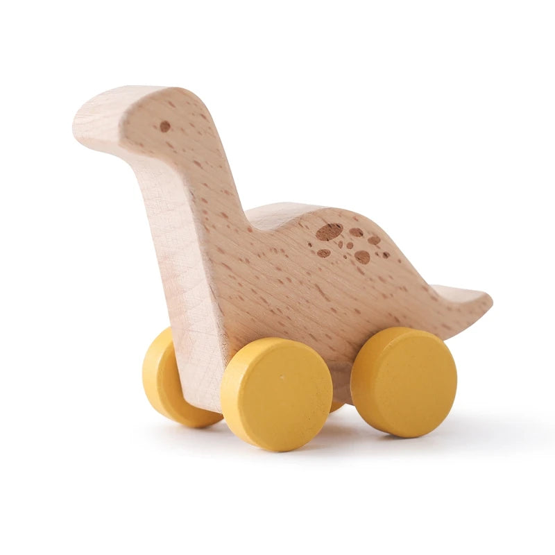 Wooden Dinosaur Baby Car Teether Montessori Toy