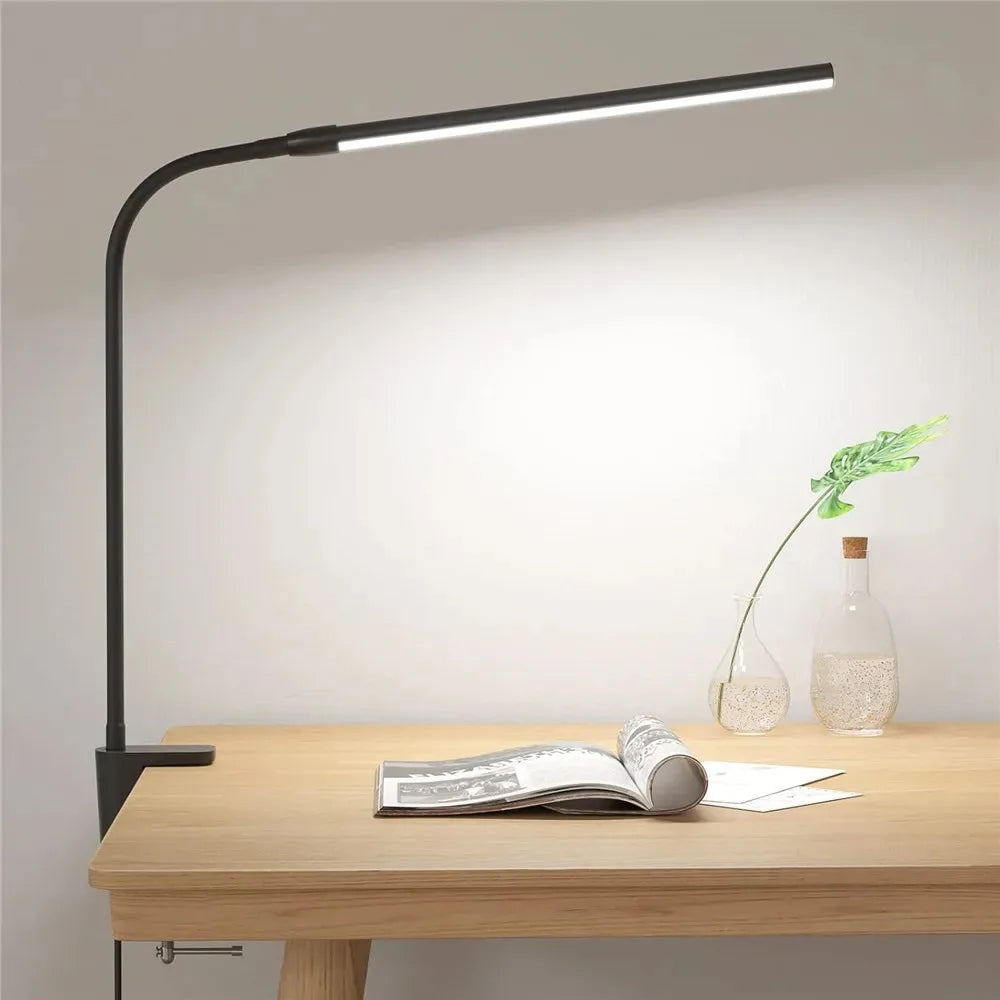 Single Double Head Dimmable LED Clip Desk Lamp for Office Reading
