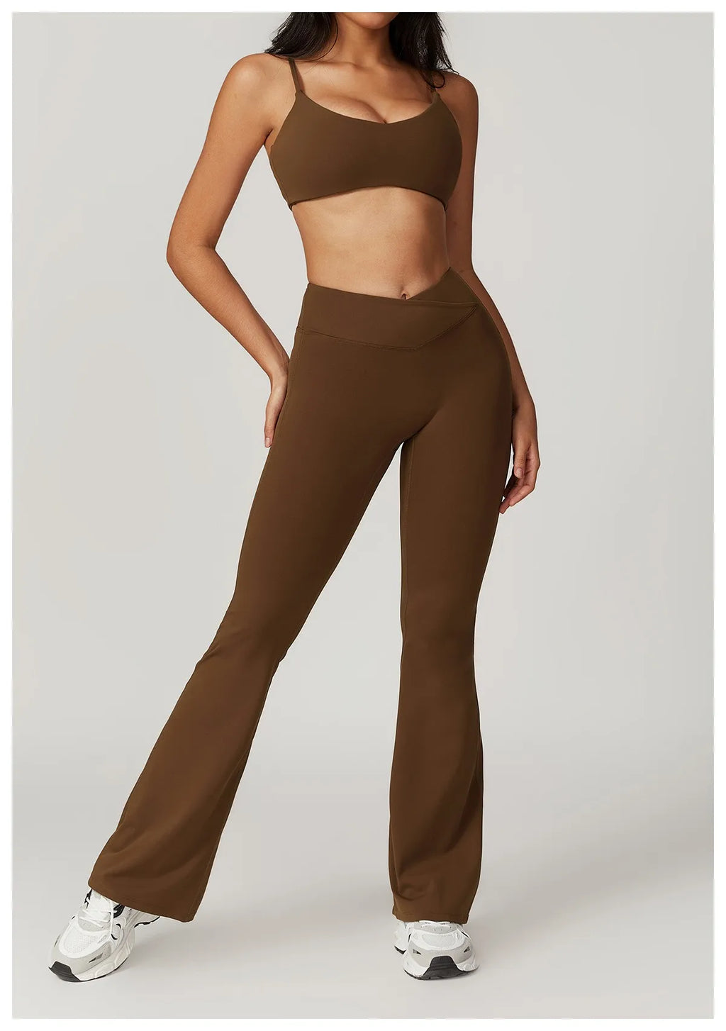 Women High Waist Flare Yoga Leggings V Cross Bell Bottom Pants